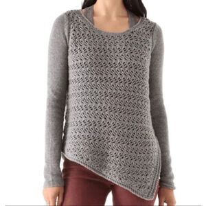 Helmut Lang asymmetrical open-knit wool/cashmere blend grey sweater size P (XS)